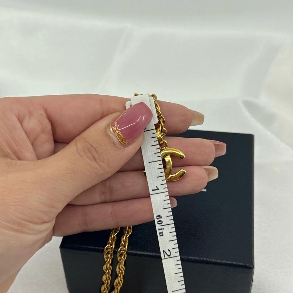 Vintage Chanel Small Gold CC Chain Pendant Necklace